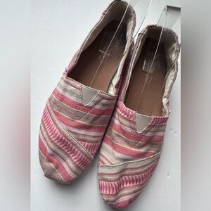 TOMS womens 10 Alpergata Flats Southwestern Pink Orange Canvas Slip Ons Shoes